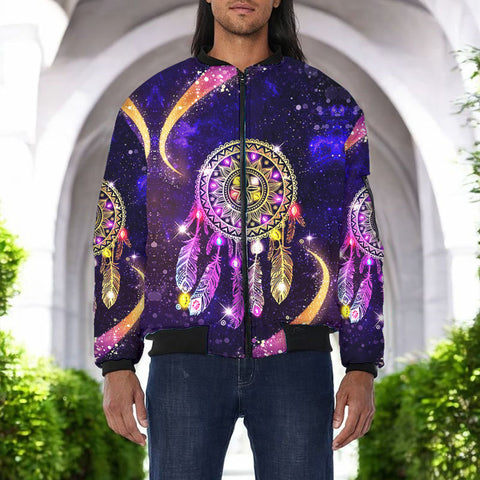 GB-NAT00546 Dreamcatcher Native American Bomber Jacket With Sleeve Pocket