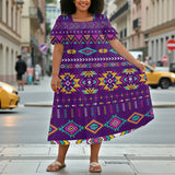 GB-NAT00549-02 Native American Puff Sleeve Straight Skirt