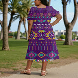 GB-NAT00549-02 Native American Puff Sleeve Straight Skirt