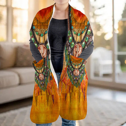 GB-NAT00562 Native American Fleece Pocket Scarf