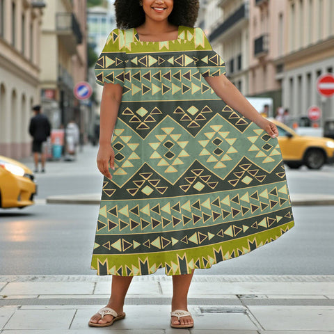 GB-NAT00570 Native American Puff Sleeve Straight Skirt
