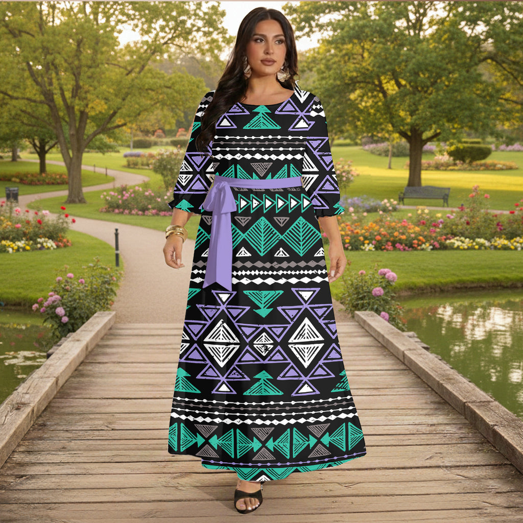 GB-NAT00578 Native American Women Maxi Dress Plus Size