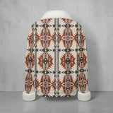 GB-NAT00594 Native American Faux Knit V-Neck Sweater Top with Fur Trim