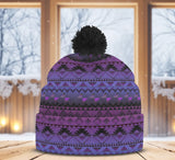 GB-NAT00601-02 Native American Knitted Hat With Pom-Pom