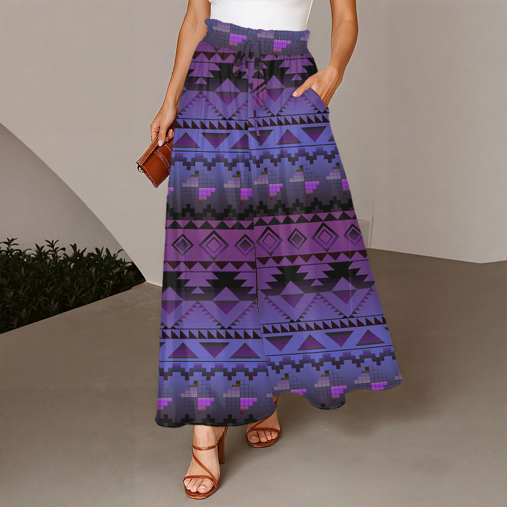 GB-NAT00601-02 Native American Women Ruffled Wide-Leg Pants