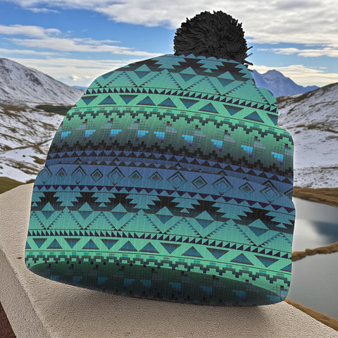 GB-NAT00601 Native American Knitted Hat With Pom-Pom