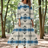 GB-NAT00608 Native American Women Puff Sleeve Maxi Dress