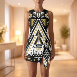 GB-NAT00612 Native American Women Sleeveless Bodysuit Dress