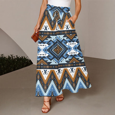 GB-NAT00613 Native American Women Ruffled Wide-Leg Pants