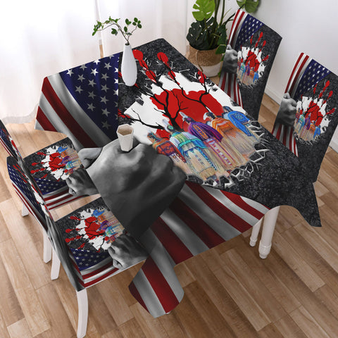 GB-NAT00624-02 Chief Flag Native American 5pcs Dining Table Set - Tablecloth