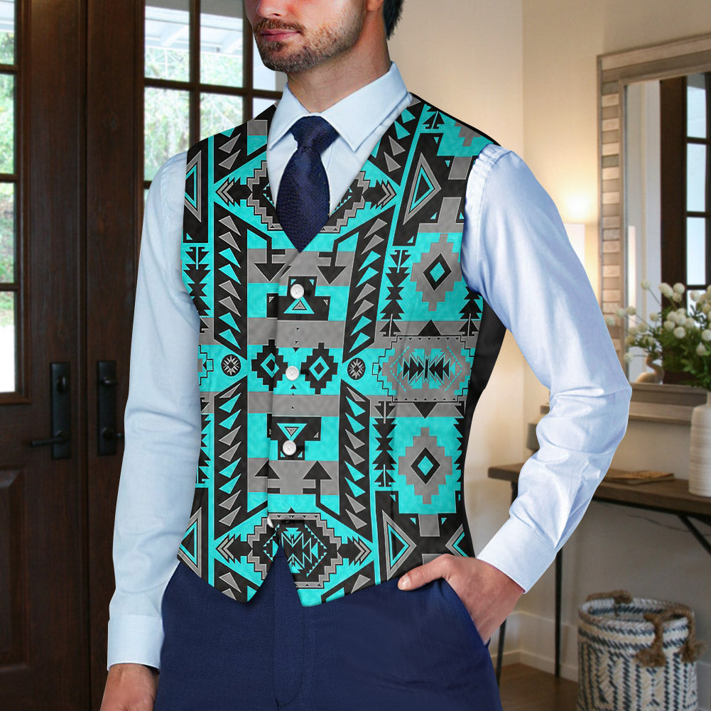 GB-NAT00626 Native American Suit Vest Jacket Print One Side Front