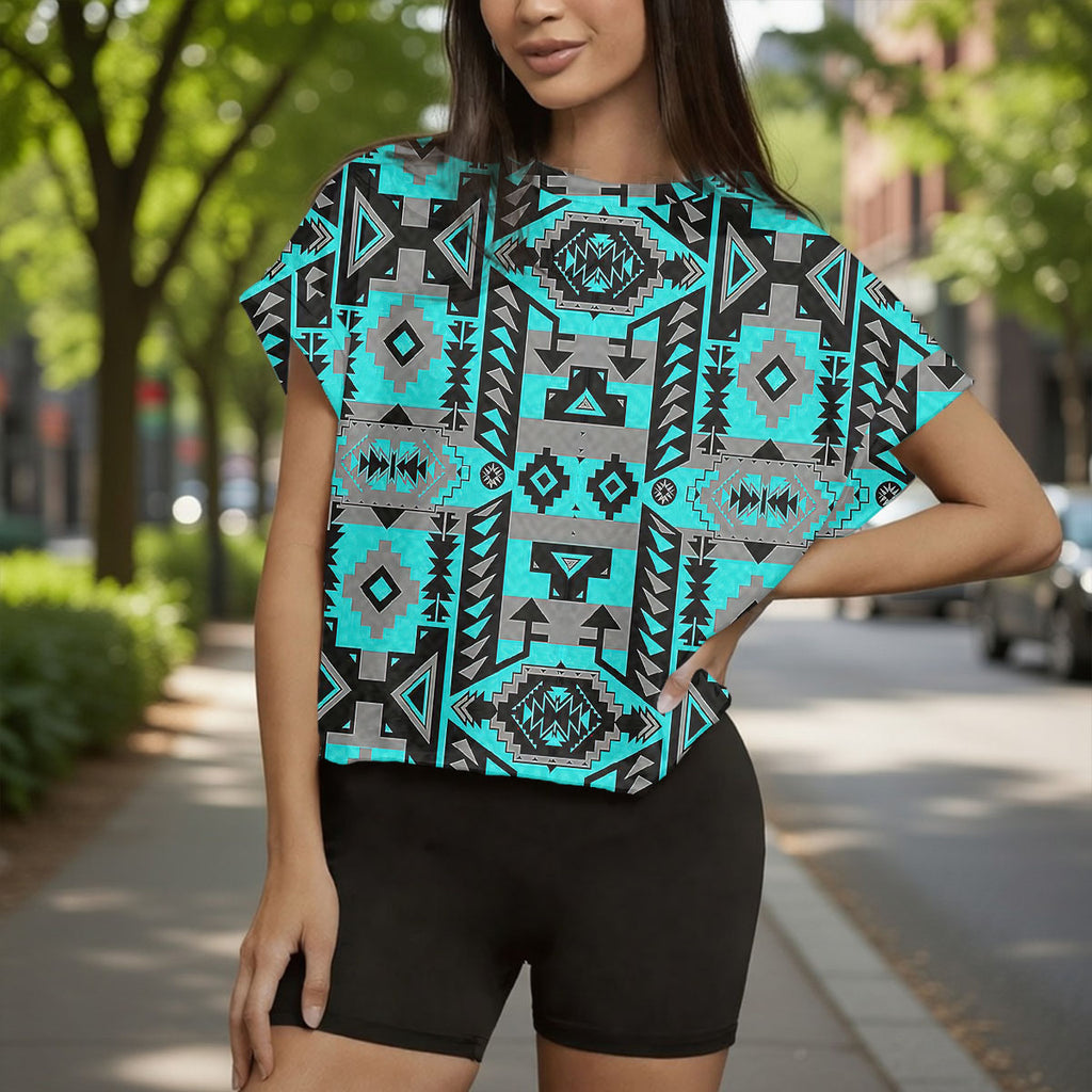 GB-NAT00626 Native American Women Open-Back Crossover Workout Tee