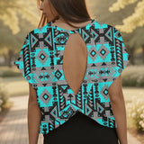 GB-NAT00626 Native American Women Open-Back Crossover Workout Tee