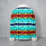 GB-NAT00631 Native American Faux Knit V-Neck Sweater Top with Fur Trim