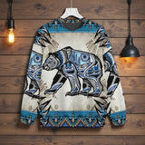 GB-NAT00632 Native American Unisex Drop-shoulder Knitted Fleece Sweater