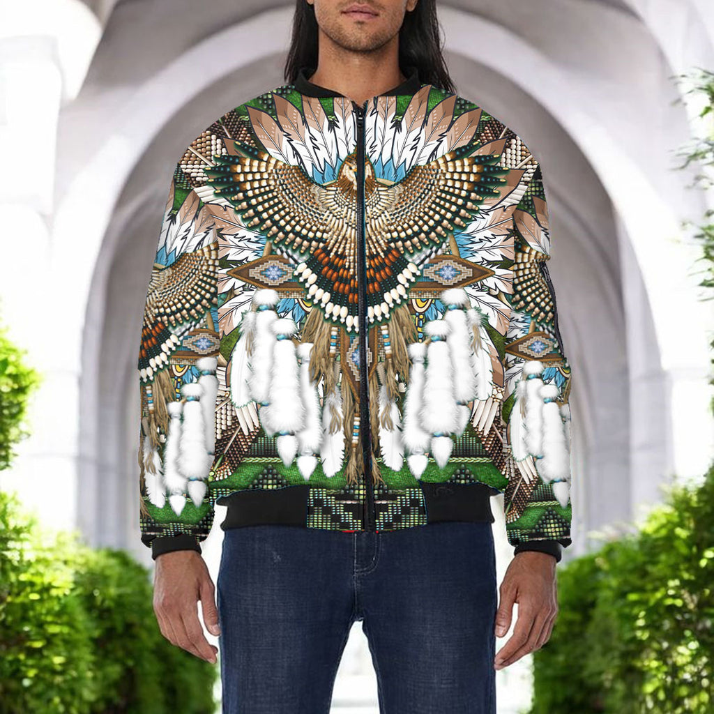 GB-NAT00638 Facol Native American Bomber Jacket With Sleeve Pocket