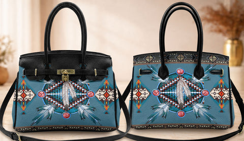 GB-NAT00640-02 Feather Native American Women Handbag