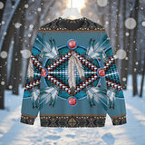 GB-NAT00640-02 Native American Unisex Drop-shoulder Knitted Fleece Sweater