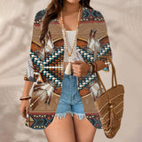 GB-NAT00640 Feather Native American Beach Kimono