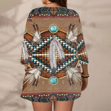 GB-NAT00640 Feather Native American Beach Kimono