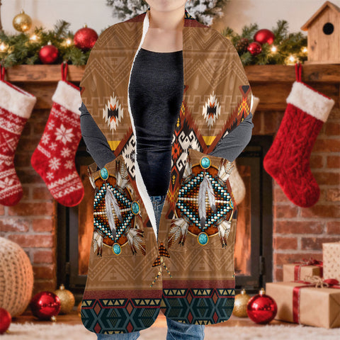 GB-NAT00640 Feather Native American Fleece Pocket Scarf