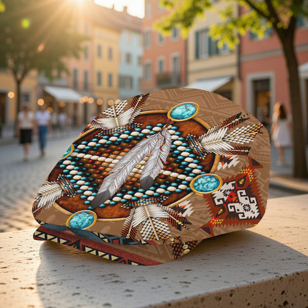 GB-NAT00640 Feather Native American Jeff Cap