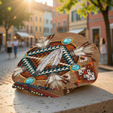 GB-NAT00640 Feather Native American Jeff Cap