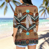 GB-NAT00640 Feather Native American Women's Long-Sleeved Shirt