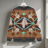 GB-NAT00640 Native American Unisex Drop-shoulder Knitted Fleece Sweater