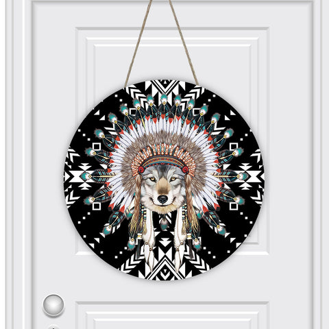 GB-NAT00649 Native American Round House Number Door Hanger