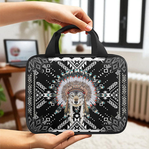GB-NAT00649 Wolf Native American Canvas Storage Bag Single Printing
