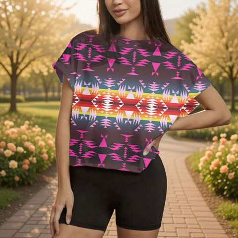 GB-NAT00653 Native American Women Open-Back Crossover Workout Tee