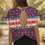 GB-NAT00653 Native American Women Open-Back Crossover Workout Tee