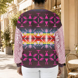 GB-NAT00653 Native American Women Sequin Sleeve Sweatshirt