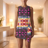 GB-NAT00653 Native American Women Sleeveless Bodysuit Dress