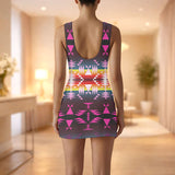 GB-NAT00653 Native American Women Sleeveless Bodysuit Dress