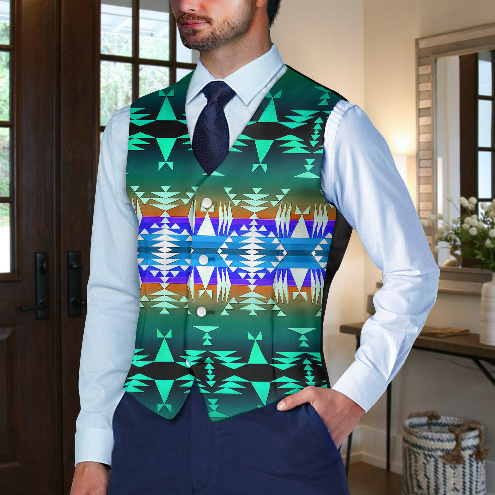 GB-NAT00654 Native American Suit Vest Jacket Print One Side Front