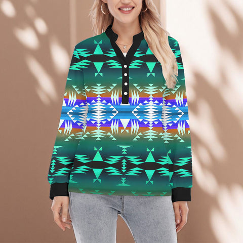 GB-NAT00654 Native American Women Long Sleeve Blouse With Button Closure