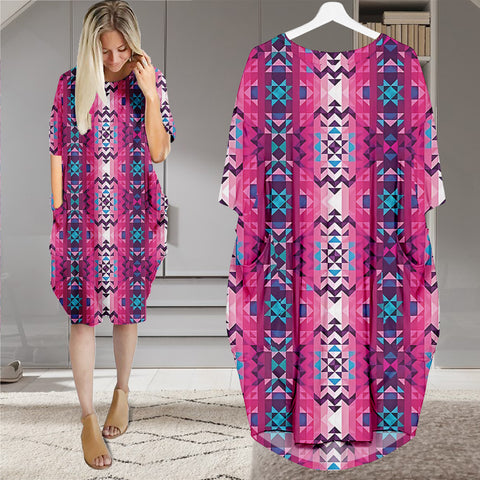 GB-NAT00673 Native American Batwing Pocket Dress