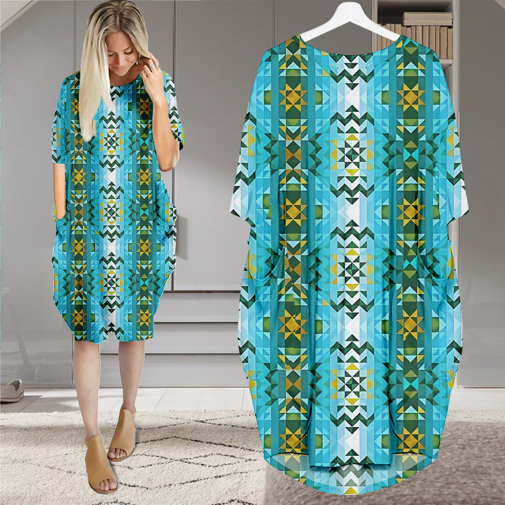 GB-NAT00673v2 Native American Batwing Pocket Dress