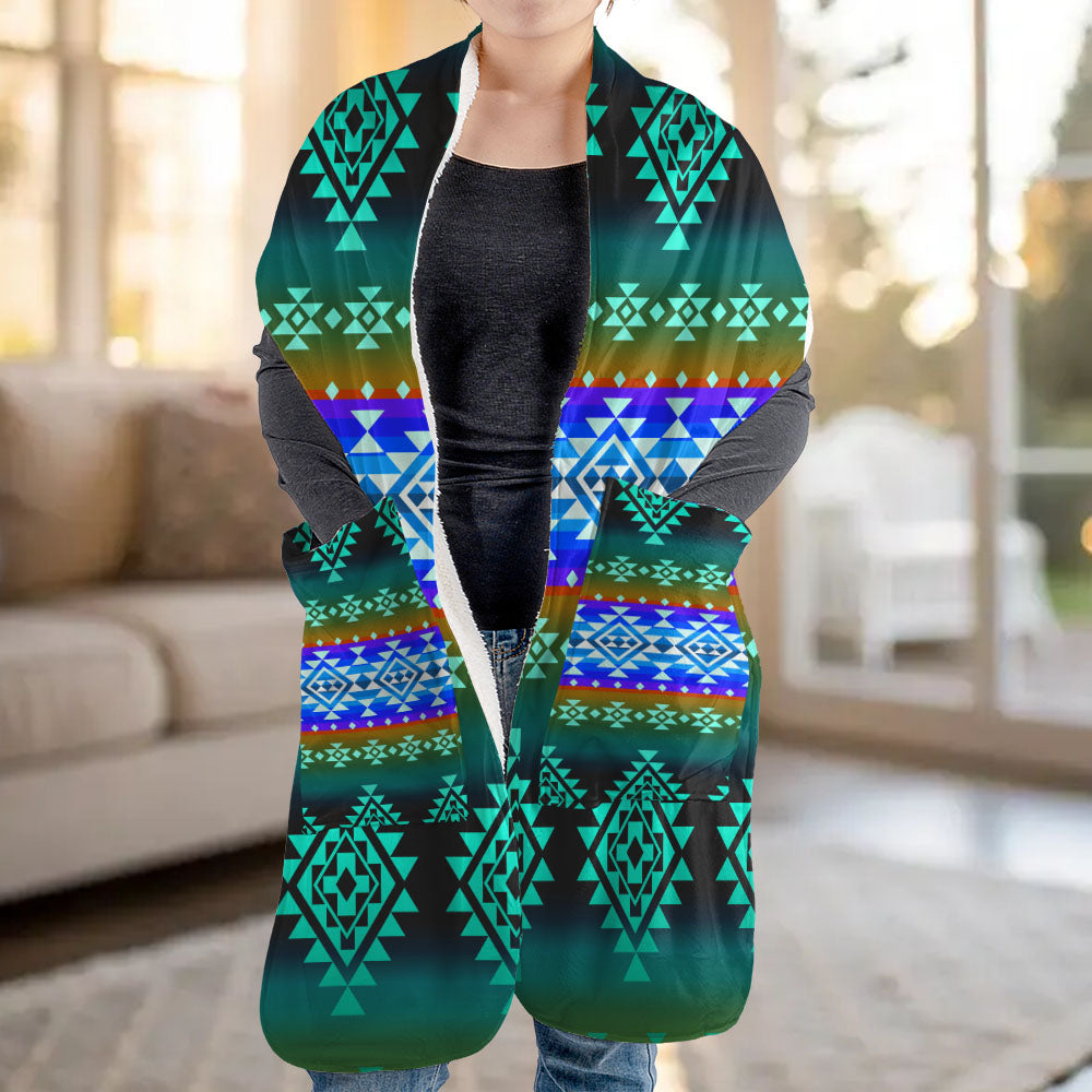 GB-NAT00680-02 Native American Fleece Pocket Scarf