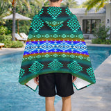 GB-NAT00680-02 Pattern Native American Hooded Towel Poncho