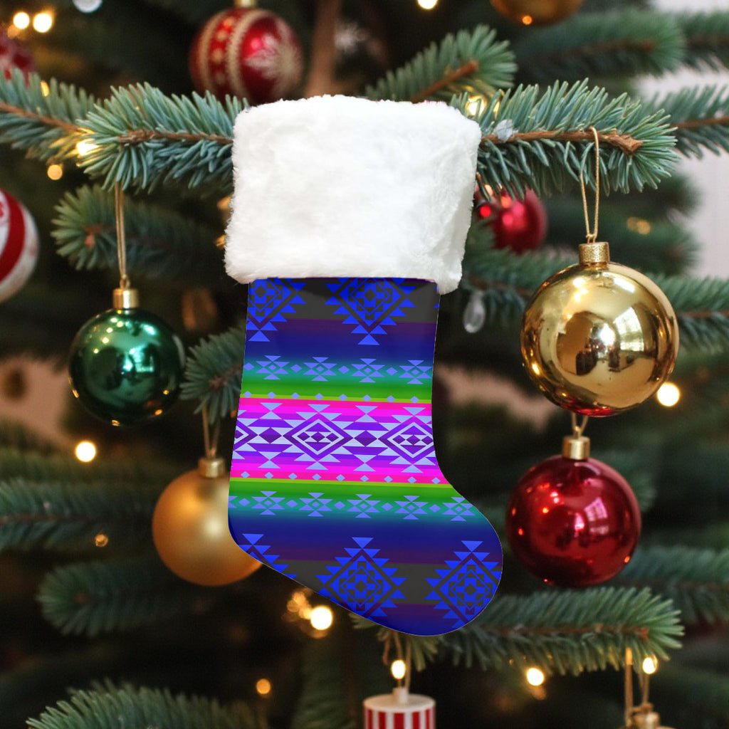 GB-NAT00680-03 Native American Single Christmas Sock With Plush Cuff