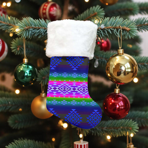 GB-NAT00680-03 Native American Single Christmas Sock With Plush Cuff