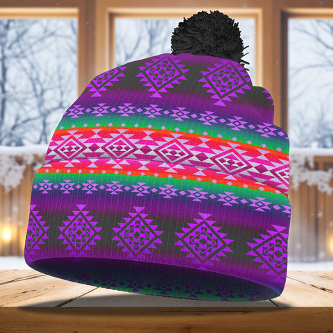 GB-NAT00680-04 Native American Knitted Hat With Pom-Pom