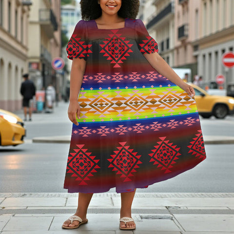 GB-NAT00680-04 Native American Puff Sleeve Straight Skirt