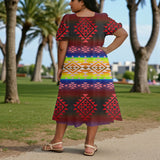 GB-NAT00680-04 Native American Puff Sleeve Straight Skirt