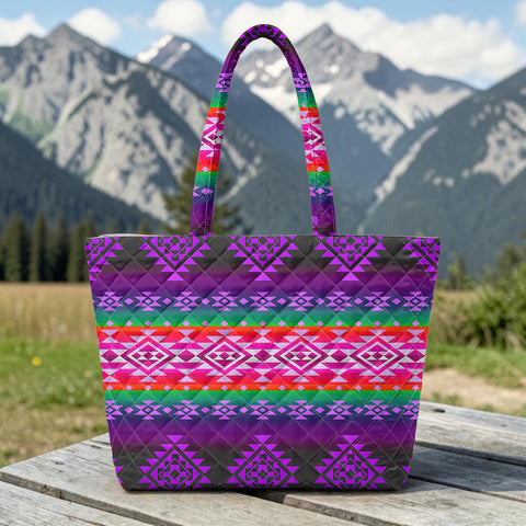 GB-NAT00680-04 Native American Quilted Shoulder Tote Bag