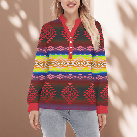 GB-NAT00680-04 Native American Women Long Sleeve Blouse With Button Closure