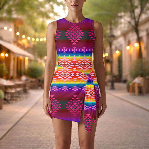 GB-NAT00680-07 Native American Women Sleeveless Bodysuit Dress